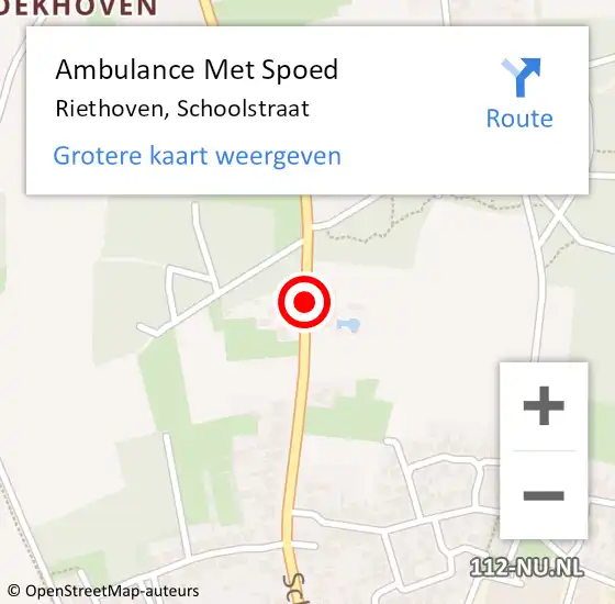 Locatie op kaart van de 112 melding: Ambulance Met Spoed Naar Riethoven, Schoolstraat op 26 juni 2020 14:16