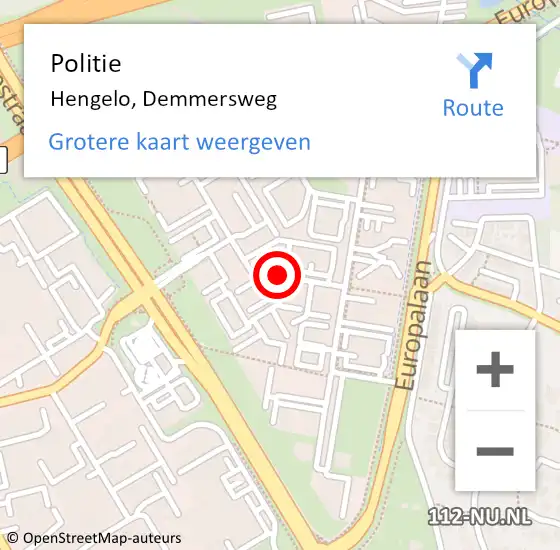 Locatie op kaart van de 112 melding: Politie Hengelo, Demmersweg op 26 juni 2020 14:27