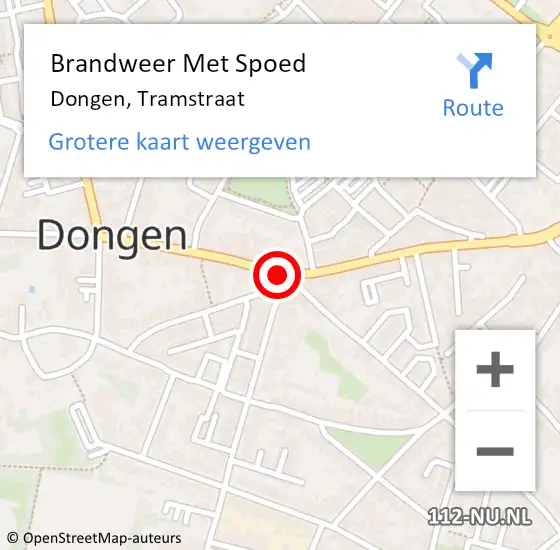 Locatie op kaart van de 112 melding: Brandweer Met Spoed Naar Dongen, Tramstraat op 26 juni 2020 14:34