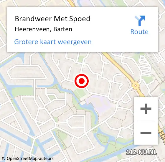 Locatie op kaart van de 112 melding: Brandweer Met Spoed Naar Heerenveen, Barten op 26 juni 2020 15:06