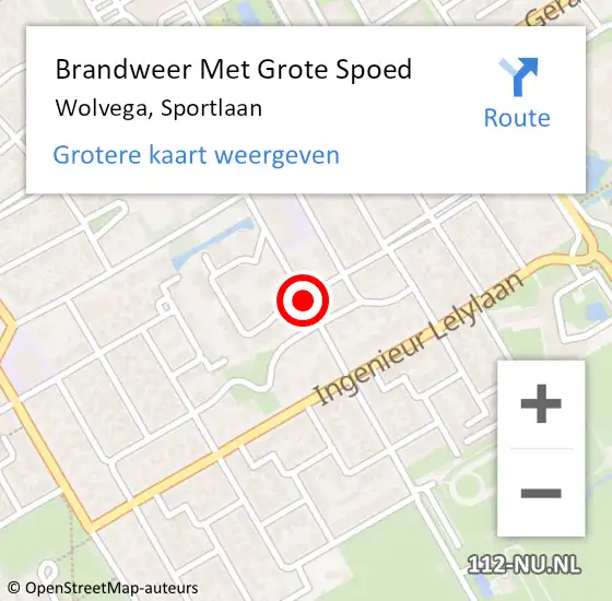 Locatie op kaart van de 112 melding: Brandweer Met Grote Spoed Naar Wolvega, Sportlaan op 26 juni 2020 15:15