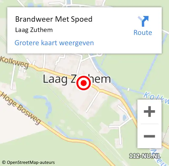 Locatie op kaart van de 112 melding: Brandweer Met Spoed Naar Laag Zuthem op 26 juni 2020 15:35