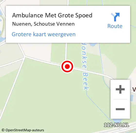 Locatie op kaart van de 112 melding: Ambulance Met Grote Spoed Naar Nuenen, Schoutse Vennen op 26 juni 2020 15:52