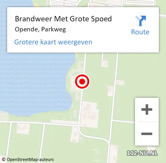 Locatie op kaart van de 112 melding: Brandweer Met Grote Spoed Naar Opende, Parkweg op 26 juni 2020 16:10