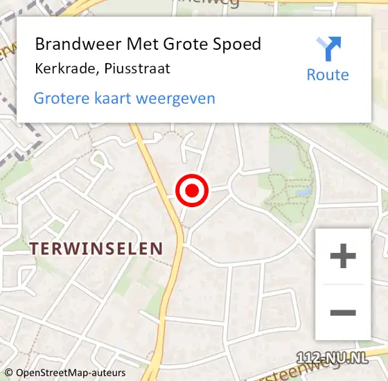 Locatie op kaart van de 112 melding: Brandweer Met Grote Spoed Naar Kerkrade, Piusstraat op 26 juni 2020 16:15