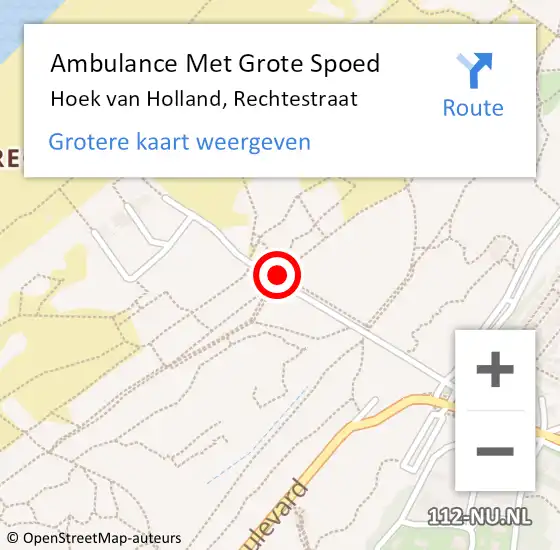 Locatie op kaart van de 112 melding: Ambulance Met Grote Spoed Naar Hoek van Holland, Rechtestraat op 26 juni 2020 16:37