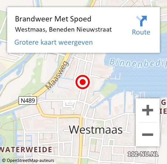 Locatie op kaart van de 112 melding: Brandweer Met Spoed Naar Westmaas, Beneden Nieuwstraat op 10 mei 2014 20:12