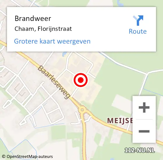 Locatie op kaart van de 112 melding: Brandweer Chaam, Florijnstraat op 26 juni 2020 19:14