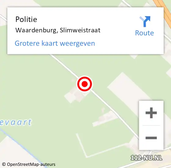 Locatie op kaart van de 112 melding: Politie Waardenburg, Slimweistraat op 26 juni 2020 19:19