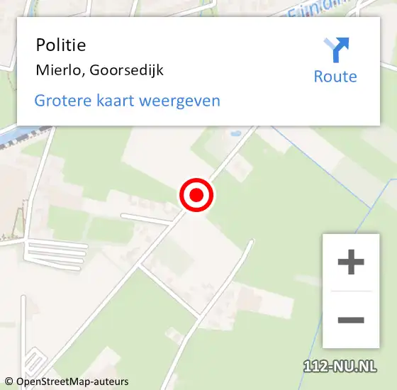 Locatie op kaart van de 112 melding: Politie Mierlo, Goorsedijk op 26 juni 2020 19:30