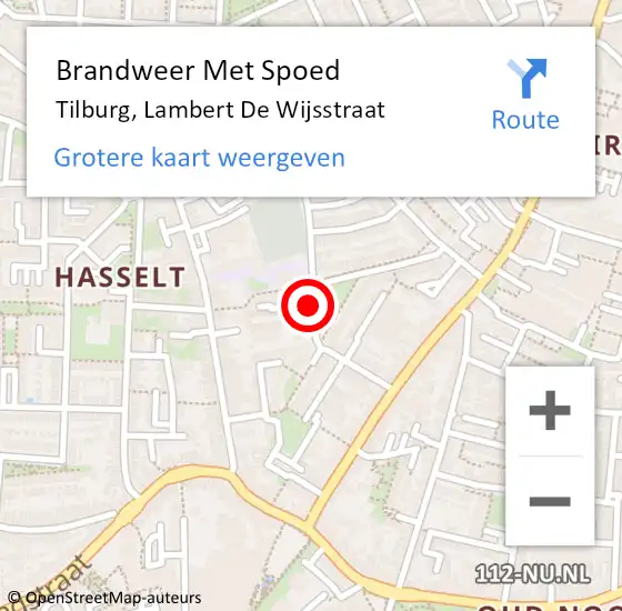 Locatie op kaart van de 112 melding: Brandweer Met Spoed Naar Tilburg, Lambert De Wijsstraat op 26 juni 2020 19:56