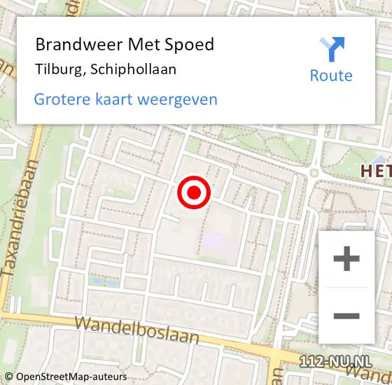 Locatie op kaart van de 112 melding: Brandweer Met Spoed Naar Tilburg, Schiphollaan op 26 juni 2020 19:57