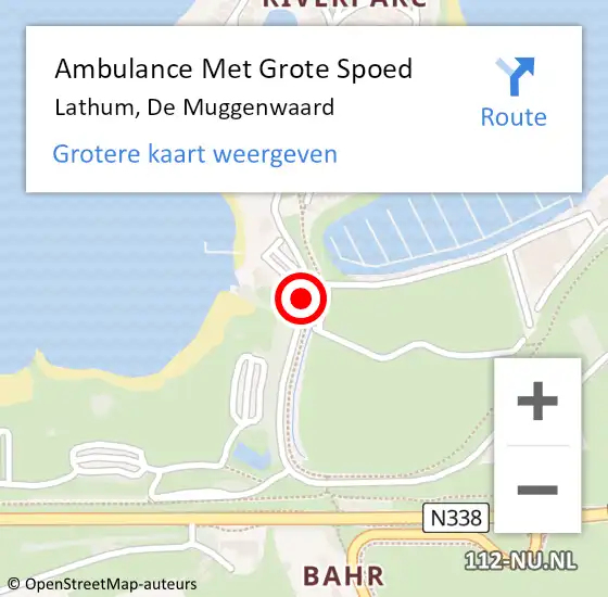 Locatie op kaart van de 112 melding: Ambulance Met Grote Spoed Naar Lathum, De Muggenwaard op 26 juni 2020 20:17