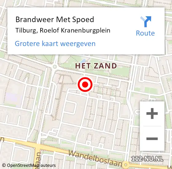 Locatie op kaart van de 112 melding: Brandweer Met Spoed Naar Tilburg, Roelof Kranenburgplein op 26 juni 2020 20:37