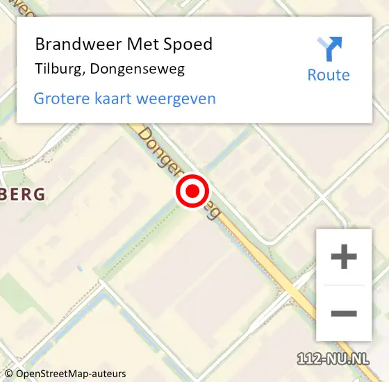 Locatie op kaart van de 112 melding: Brandweer Met Spoed Naar Tilburg, Dongenseweg op 26 juni 2020 21:38