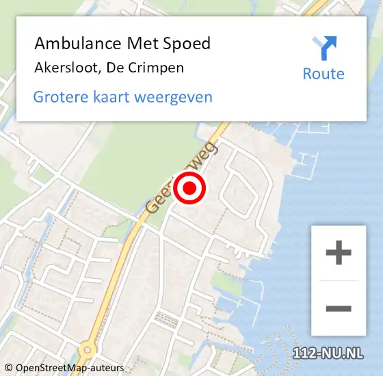 Locatie op kaart van de 112 melding: Ambulance Met Spoed Naar Akersloot, De Crimpen op 26 juni 2020 21:40