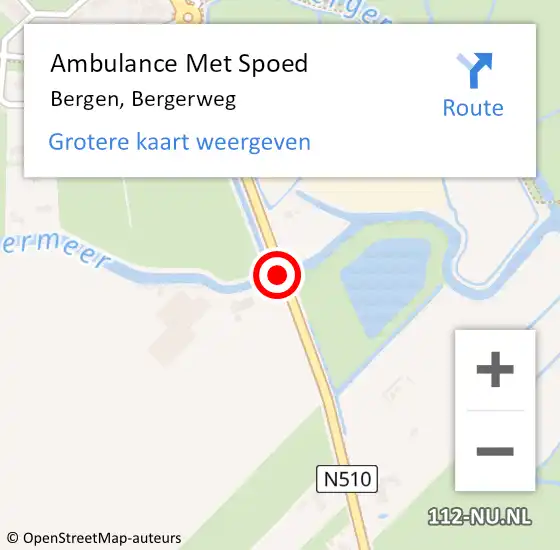 Locatie op kaart van de 112 melding: Ambulance Met Spoed Naar Bergen, Bergerweg op 26 juni 2020 22:21