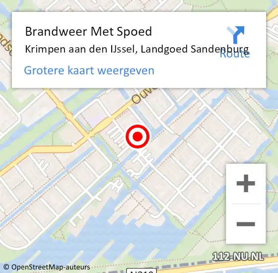 Locatie op kaart van de 112 melding: Brandweer Met Spoed Naar Krimpen aan den IJssel, Landgoed Sandenburg op 26 juni 2020 22:38