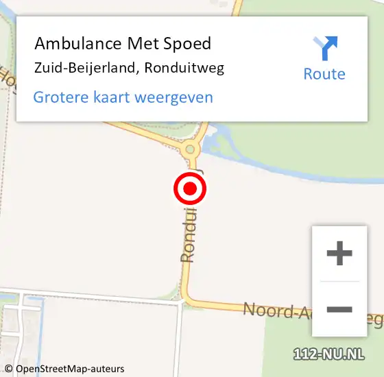 Locatie op kaart van de 112 melding: Ambulance Met Spoed Naar Zuid-Beijerland, Ronduitweg op 27 juni 2020 00:36
