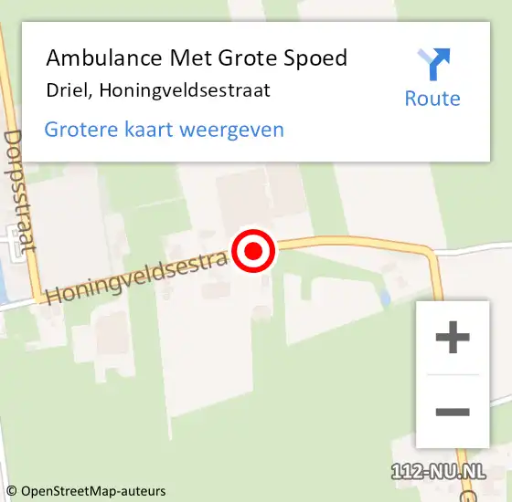 Locatie op kaart van de 112 melding: Ambulance Met Grote Spoed Naar Driel, Honingveldsestraat op 27 juni 2020 00:51