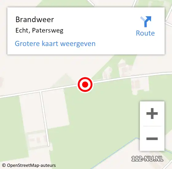 Locatie op kaart van de 112 melding: Brandweer Echt, Patersweg op 27 juni 2020 01:06