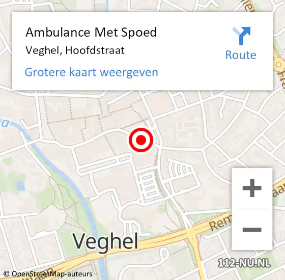 Locatie op kaart van de 112 melding: Ambulance Met Spoed Naar Veghel, Hoofdstraat op 27 juni 2020 01:10