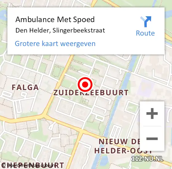 Locatie op kaart van de 112 melding: Ambulance Met Spoed Naar Den Helder, Slingerbeekstraat op 27 juni 2020 02:35