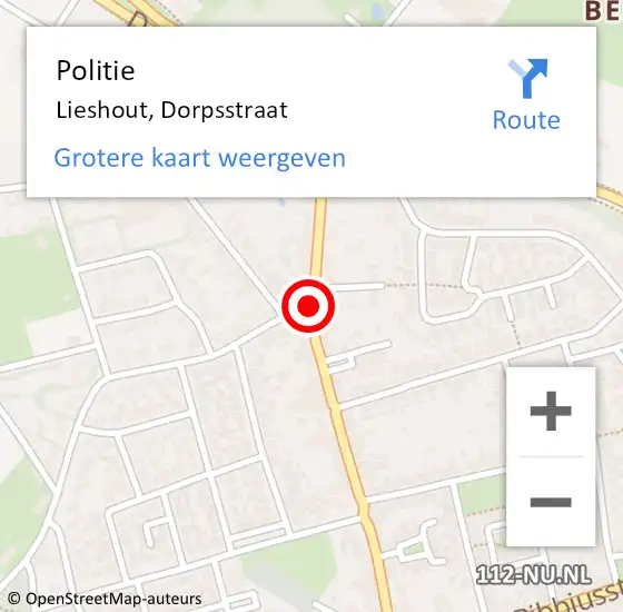 Locatie op kaart van de 112 melding: Politie Lieshout, Dorpsstraat op 27 juni 2020 02:58