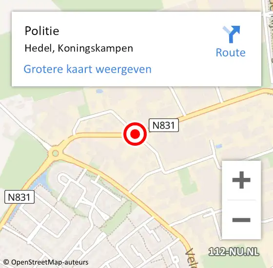 Locatie op kaart van de 112 melding: Politie Hedel, Koningskampen op 10 mei 2014 22:31