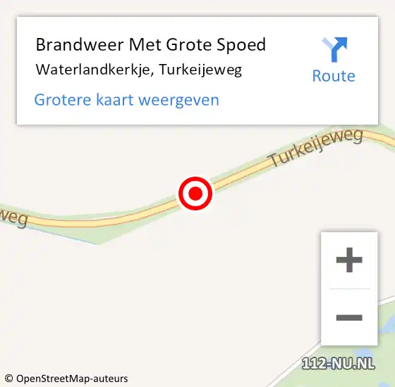 Locatie op kaart van de 112 melding: Brandweer Met Grote Spoed Naar Waterlandkerkje, Turkeijeweg op 27 juni 2020 06:08