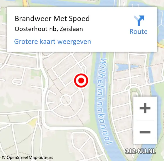 Locatie op kaart van de 112 melding: Brandweer Met Spoed Naar Oosterhout nb, Zeislaan op 27 juni 2020 08:07
