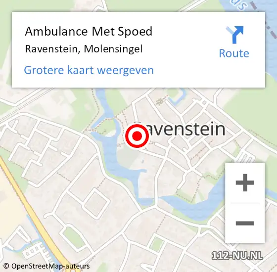 Locatie op kaart van de 112 melding: Ambulance Met Spoed Naar Ravenstein, Molensingel op 27 juni 2020 10:00