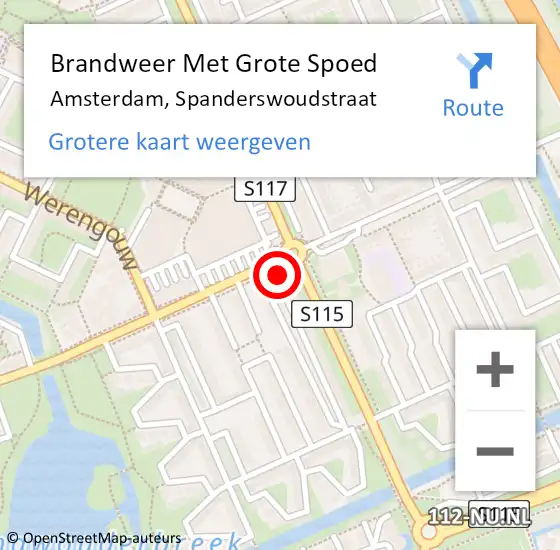 Locatie op kaart van de 112 melding: Brandweer Met Grote Spoed Naar Amsterdam, Spanderswoudstraat op 27 juni 2020 10:22