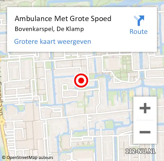 Locatie op kaart van de 112 melding: Ambulance Met Grote Spoed Naar Bovenkarspel, De Klamp op 27 juni 2020 10:33
