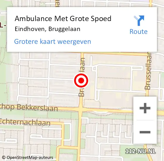 Locatie op kaart van de 112 melding: Ambulance Met Grote Spoed Naar Eindhoven, Bruggelaan op 27 juni 2020 12:08