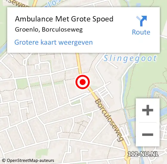 Locatie op kaart van de 112 melding: Ambulance Met Grote Spoed Naar Groenlo, Borculoseweg op 27 juni 2020 12:22