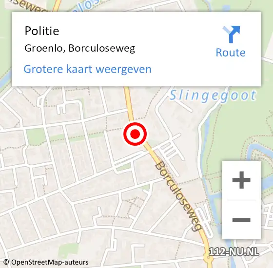 Locatie op kaart van de 112 melding: Politie Groenlo, Borculoseweg op 27 juni 2020 12:23
