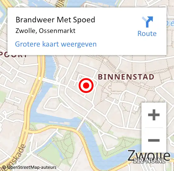 Locatie op kaart van de 112 melding: Brandweer Met Spoed Naar Zwolle, Ossenmarkt op 27 juni 2020 13:53