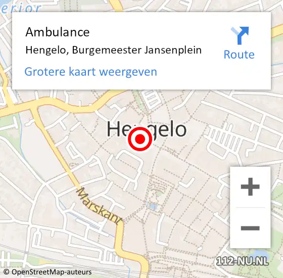 Locatie op kaart van de 112 melding: Ambulance Hengelo, Burgemeester Jansenplein op 27 juni 2020 13:54
