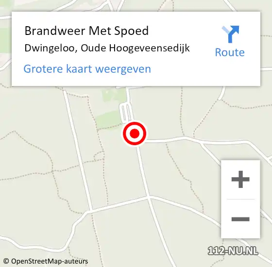 Locatie op kaart van de 112 melding: Brandweer Met Spoed Naar Dwingeloo, Oude Hoogeveensedijk op 27 juni 2020 14:26