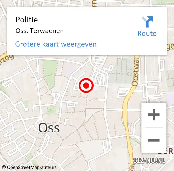 Locatie op kaart van de 112 melding: Politie Oss, Terwaenen op 27 juni 2020 14:32