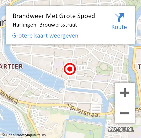 Locatie op kaart van de 112 melding: Brandweer Met Grote Spoed Naar Harlingen, Brouwersstraat op 27 juni 2020 14:39