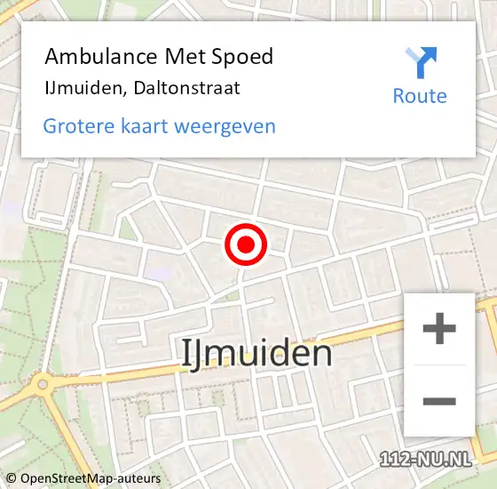 Locatie op kaart van de 112 melding: Ambulance Met Spoed Naar IJmuiden, Daltonstraat op 27 juni 2020 15:55