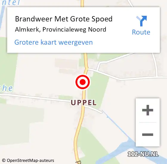 Locatie op kaart van de 112 melding: Brandweer Met Grote Spoed Naar Almkerk, Provincialeweg Noord op 10 mei 2014 23:34