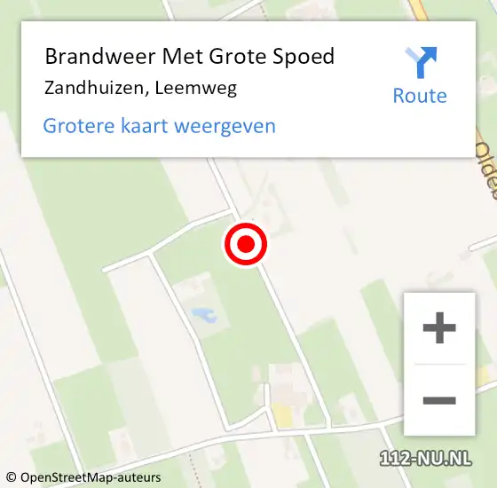 Locatie op kaart van de 112 melding: Brandweer Met Grote Spoed Naar Zandhuizen, Leemweg op 27 juni 2020 17:55