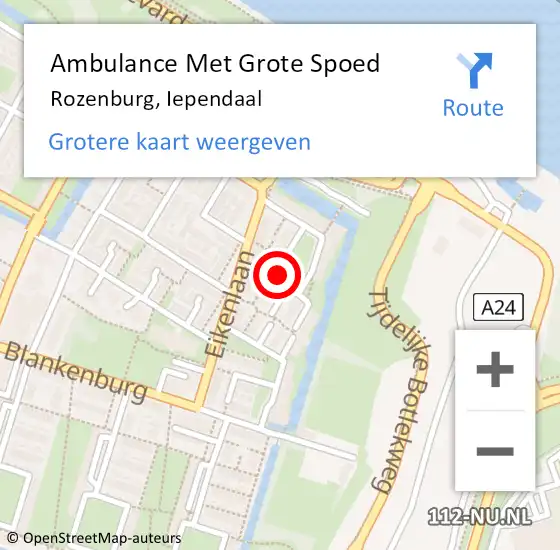 Locatie op kaart van de 112 melding: Ambulance Met Grote Spoed Naar Rozenburg, Iependaal op 27 juni 2020 18:04