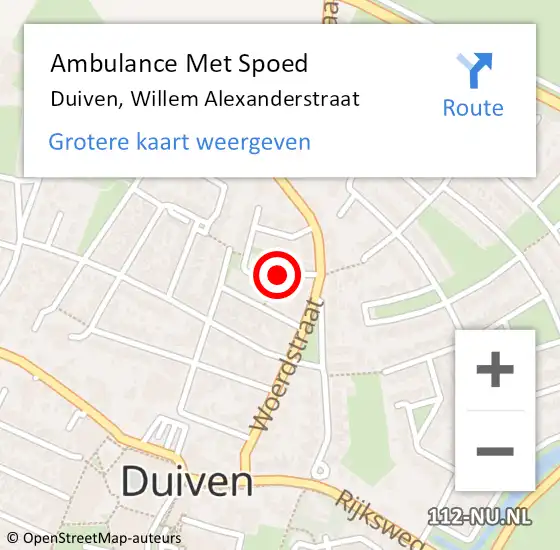 Locatie op kaart van de 112 melding: Ambulance Met Spoed Naar Duiven, Willem Alexanderstraat op 27 juni 2020 18:13