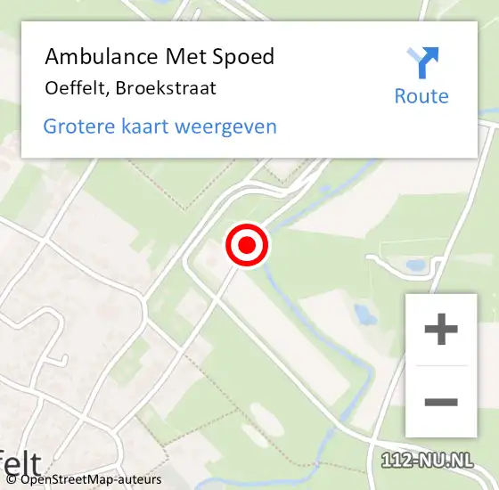 Locatie op kaart van de 112 melding: Ambulance Met Spoed Naar Oeffelt, Broekstraat op 27 juni 2020 18:47