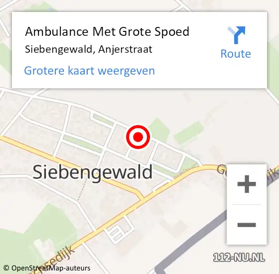 Locatie op kaart van de 112 melding: Ambulance Met Grote Spoed Naar Siebengewald, Anjerstraat op 10 mei 2014 23:53
