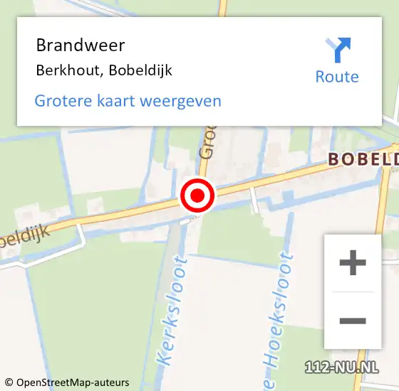 Locatie op kaart van de 112 melding: Brandweer Berkhout, Bobeldijk op 27 juni 2020 19:31